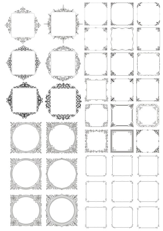 Decor Frame Vectors Set Free Vector