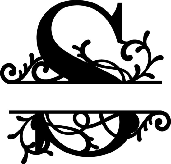 Split Monogram Letter S DXF File