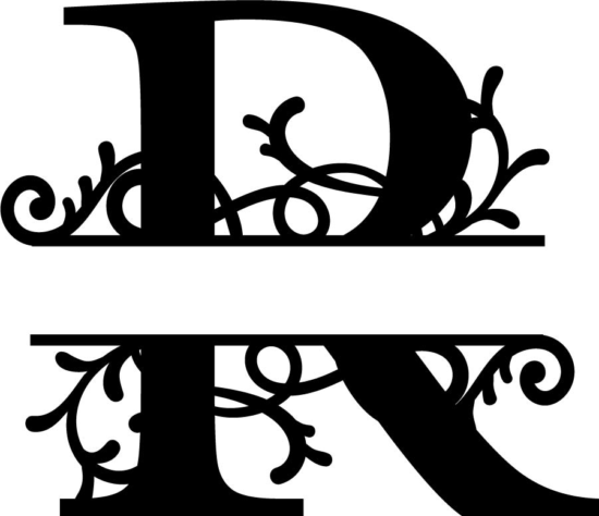 Split Monogram Letter R DXF File