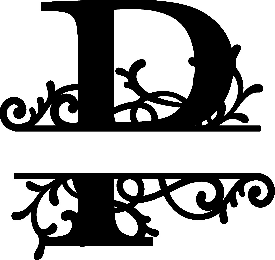 Split Monogram Letter P DXF File