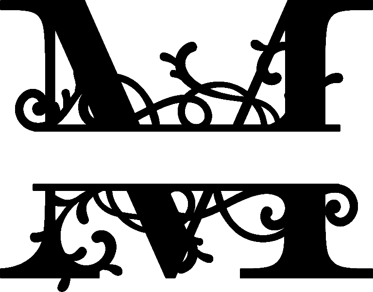 Split Monogram Letter M DXF File - FilesCnc.com