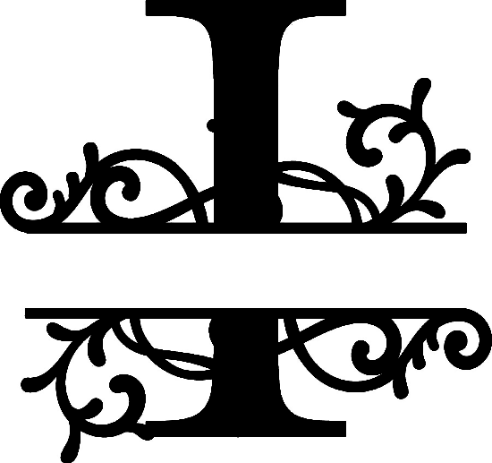 Split Monogram Letter I DXF File