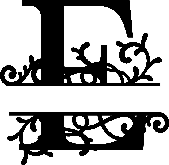 Split Monogram Letter E DXF File