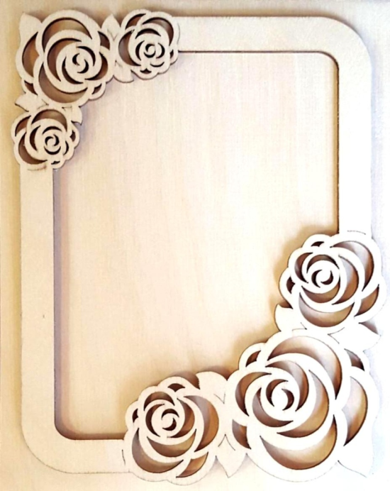 Photo Frame with Roses Laser Cut Free Vector