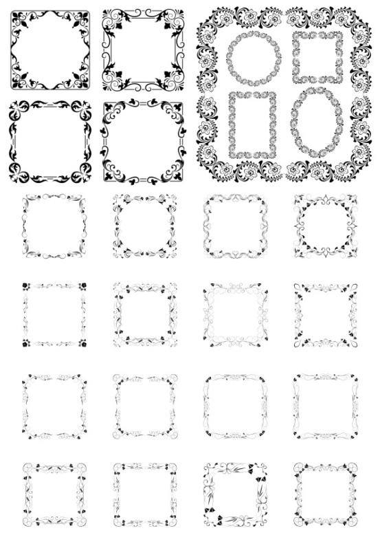 Floral Border Frame Set Free Vector