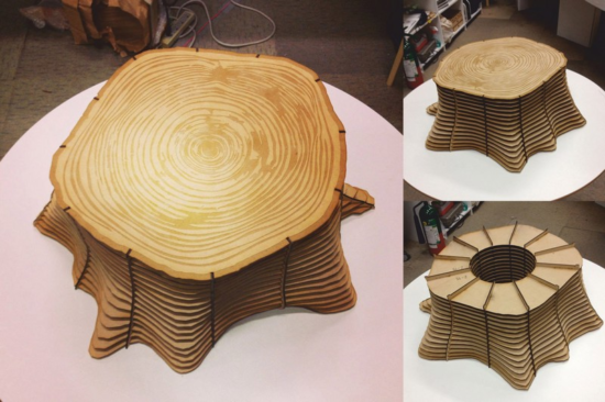 Tree Base Shaped Table Stool Chair Laser Cut Free Vector