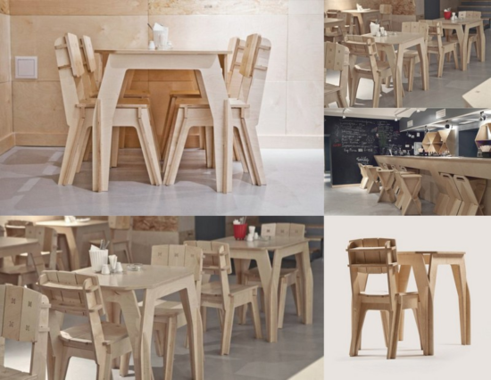 Cafe Furniture Set Laser Cut Free Vector