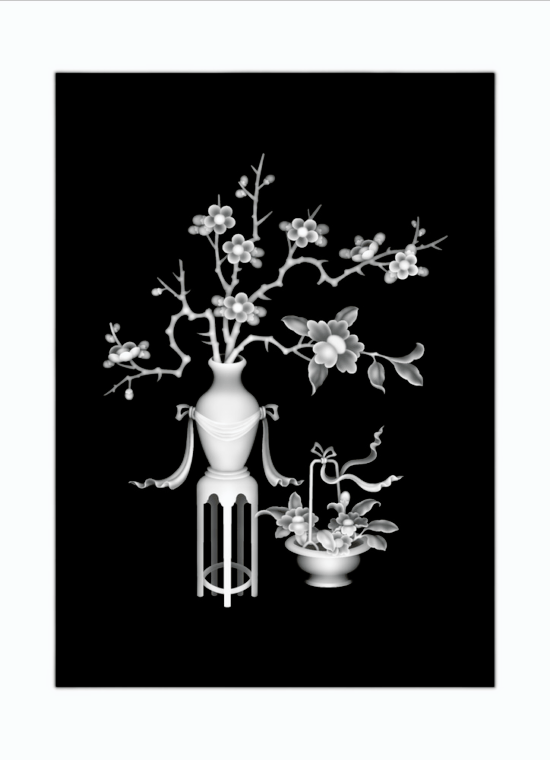 3D Grayscale Image Vase BMP File