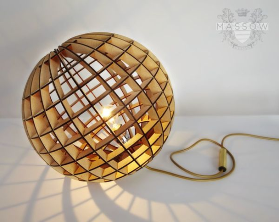 Laser Cut Wood Spherical Lamp DXF File