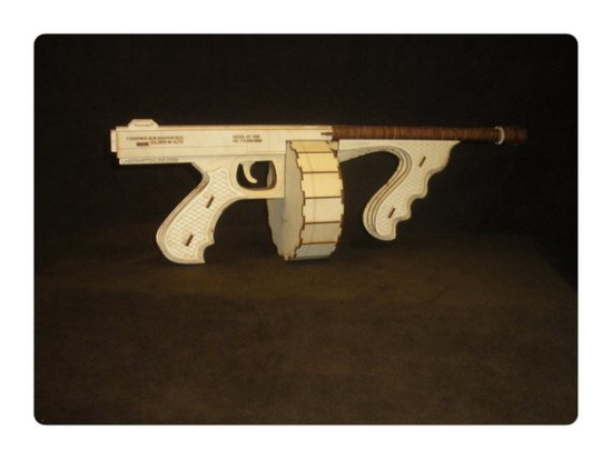 Wooden Tommy Gun Laser Cut DXF File