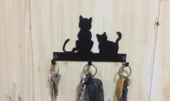 Laser Cut Cats Key Hanger Hooks Wall Mounted Storage Holder DXF File