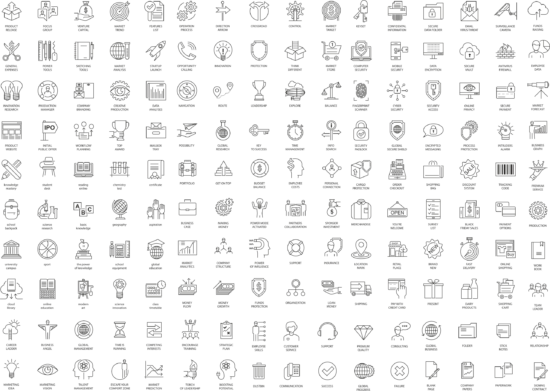 Thin Line Icons Set Free Vector