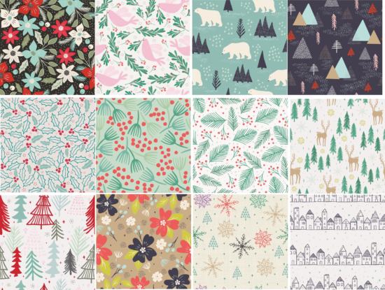 Winter Patterns Set Free Vector