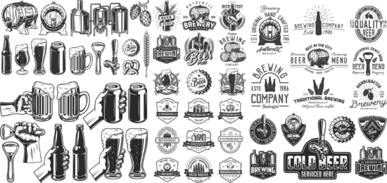 Retro Beer Elements Free Vector