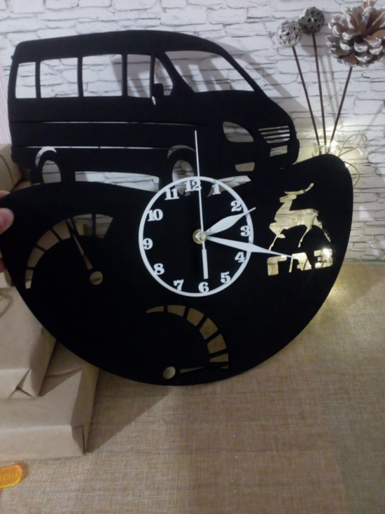 Van Vinyl Record Wall Clock Laser Cut Template Free Vector