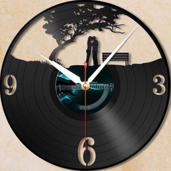 Love Romantic Couple Valentine Day Vinyl Record Wall Clock Laser Cut Template Free Vector