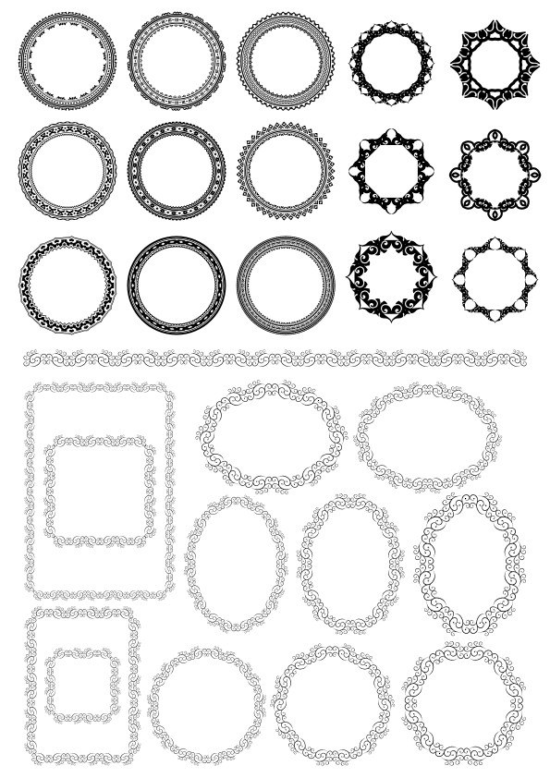 Vector Floral Frame Set Free Vector