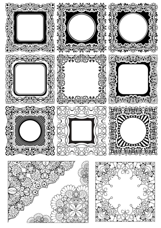 Abstract Floral Borders Free Vector