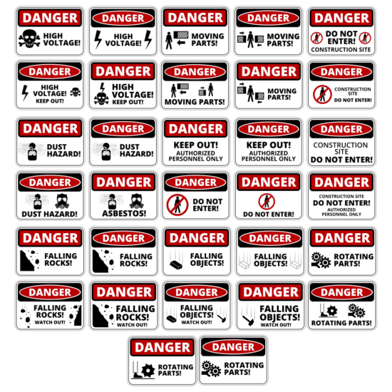 Danger Table Vector Set Free Vector