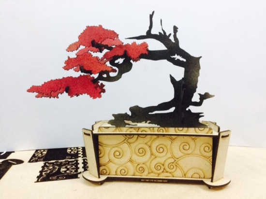 Bonsai Decorative 3D Puzzle Laser Cut Free Vector