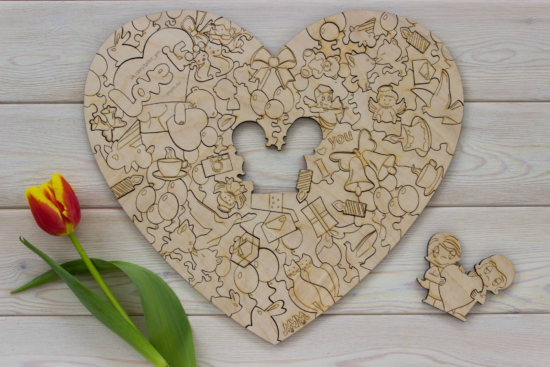 Valentines Day Jigsaw Puzzle Laser Cut Engraving Free Vector