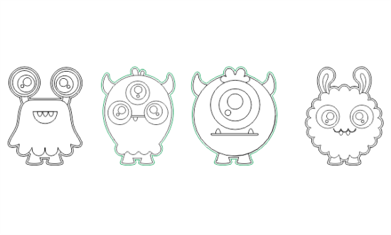 Aliens Line Art Free Vector