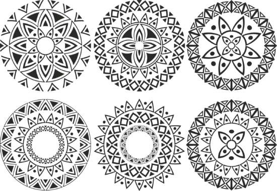 Ornament Circle Vectors Set Free Vector