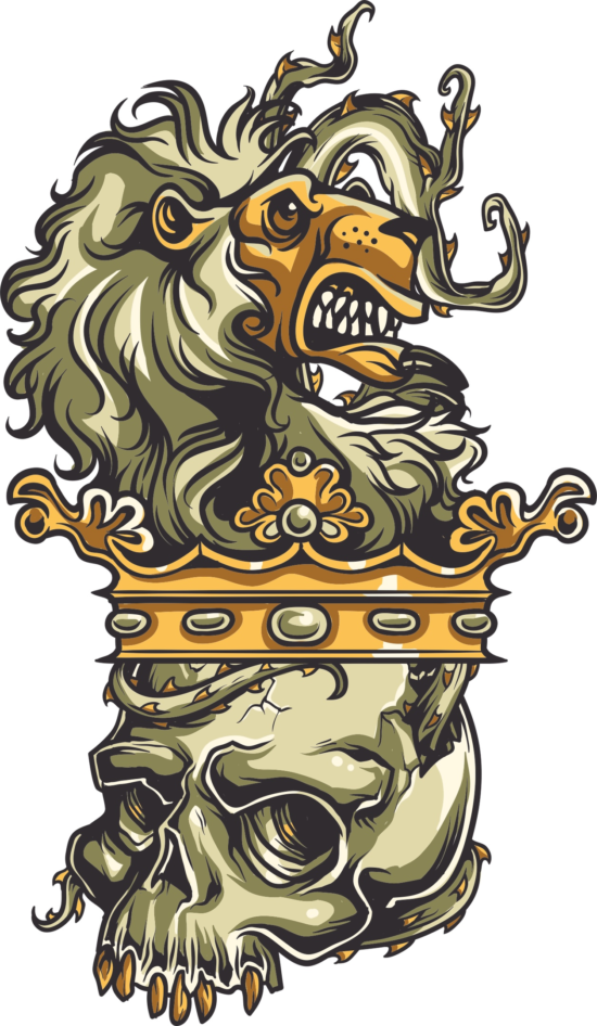 Skull Lion Print Free Vector