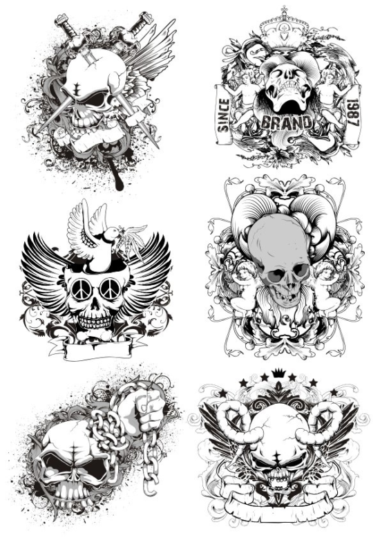 Horrible Skulls Free Vector