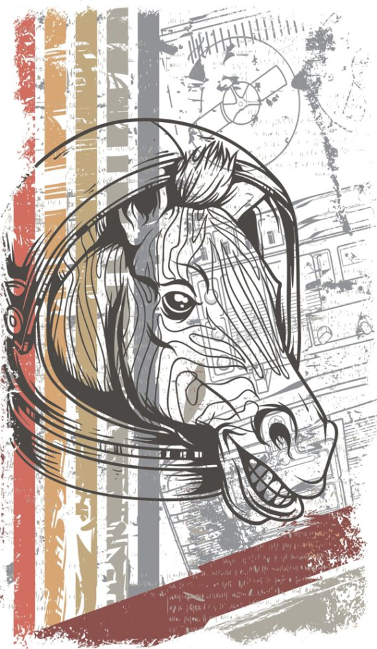 Horse vector T-shirt print Free Vector