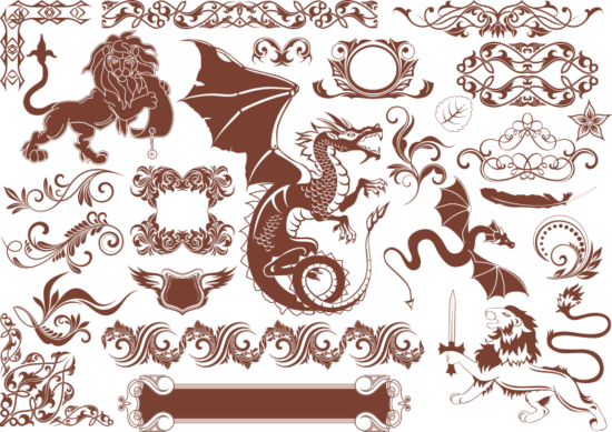 Vector Heraldic Elements Free Vector