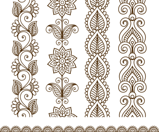 Border elements in Indian mehndi style Free Vector