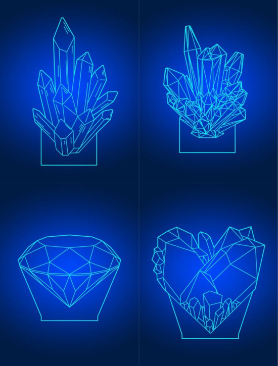 Laser Cut Diamond 3D Acrylic Lamps Template Free Vector