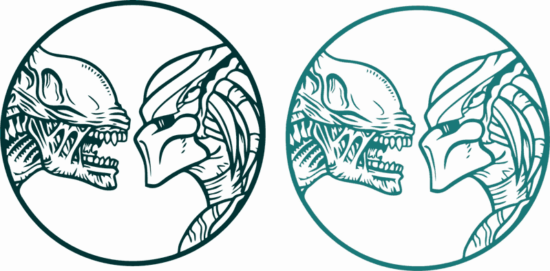 Alien vs Predator Sticker Free Vector