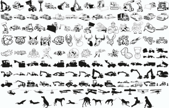 Heavy Equipment Vector Art Silhouettes Free Vector