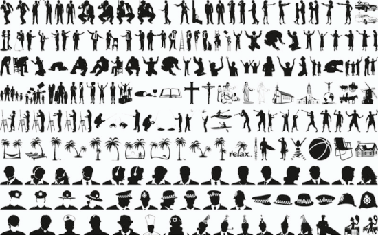 Big Set Of People Silhouettes Free Vector