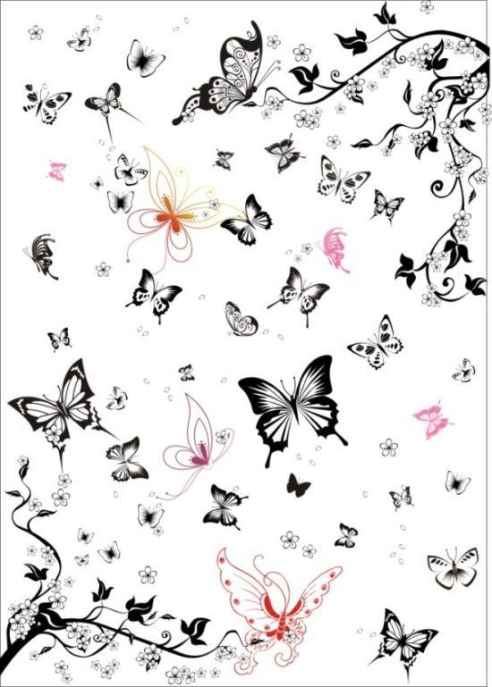 Super multi black and white butterfly vector set Free Vector