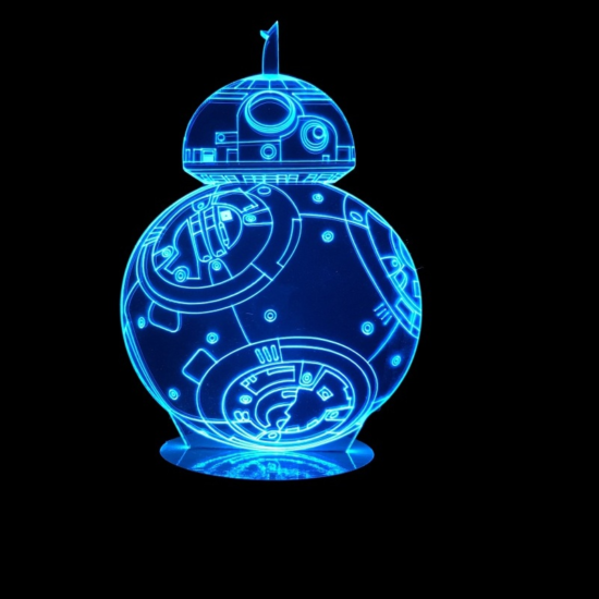 3D Hologram BB8 Robot LED Lamp Free Vector