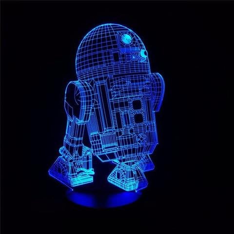 Star Wars R2-D2 Robot 3D LED Night Light Free Vector