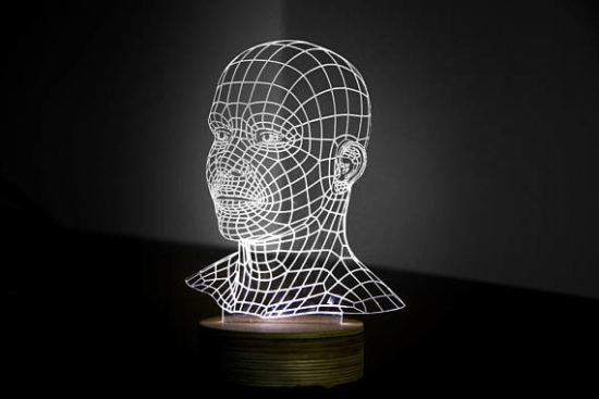 HEAD 3d illusion acrylic lamp Free Vector