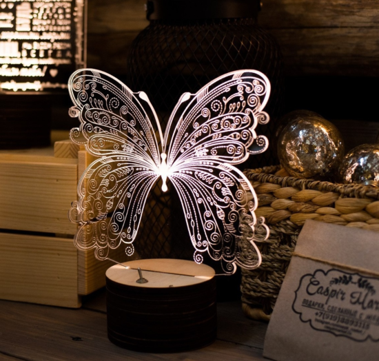 Laser Cut Butterfly 3D Acrylic Light Lamp Free Vector