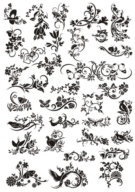 Decorative Elements Floral Ornaments Free Vector