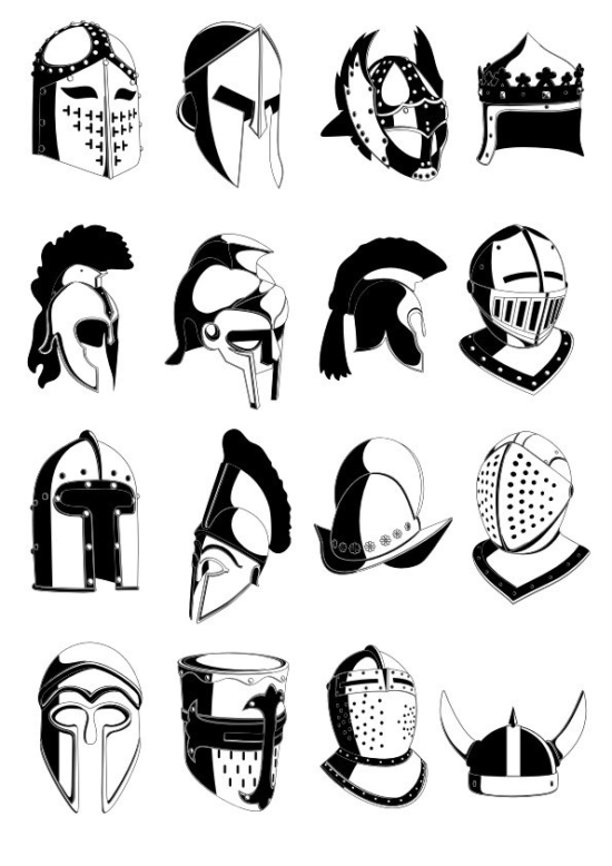 Ancient helmets vector Free Vector