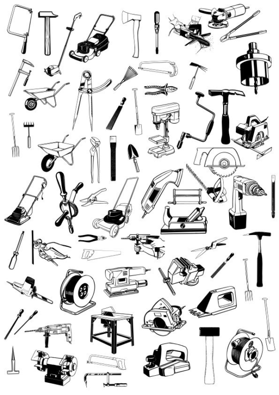 Tools Icons Set Sketch Vector Art Free Vector