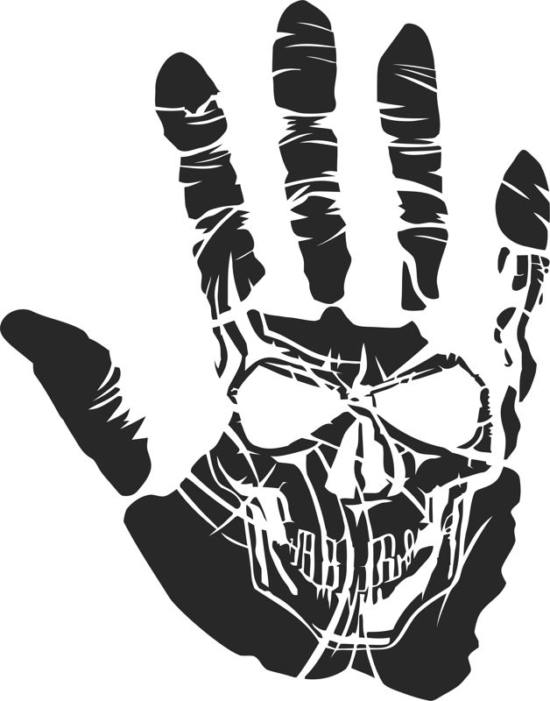 Sticker Skull Hand Tattoo Free Vector