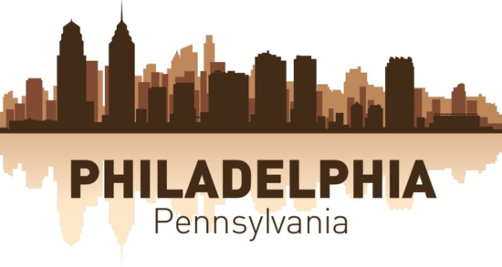 Philadelphia skyline city silhouette vector Free Vector