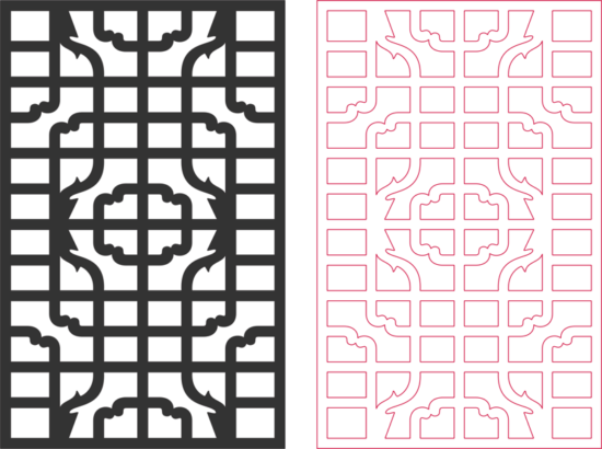 Window Frames pattern vector DXF File