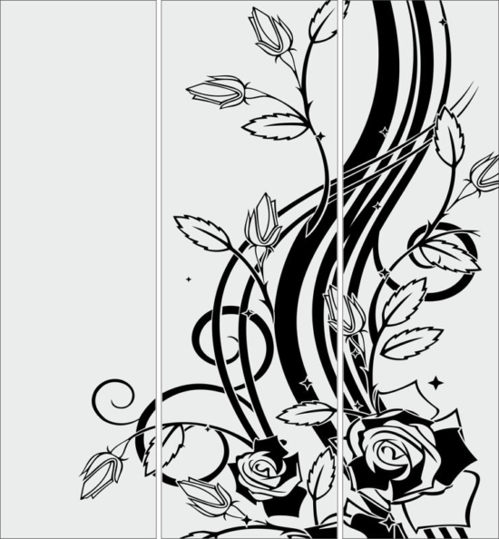 Sandblasting glass designs Flowers Free Vector