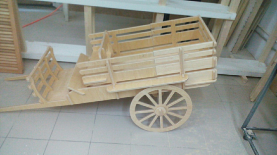 Laser-Cut Carriage Wooden Toy Free Vector