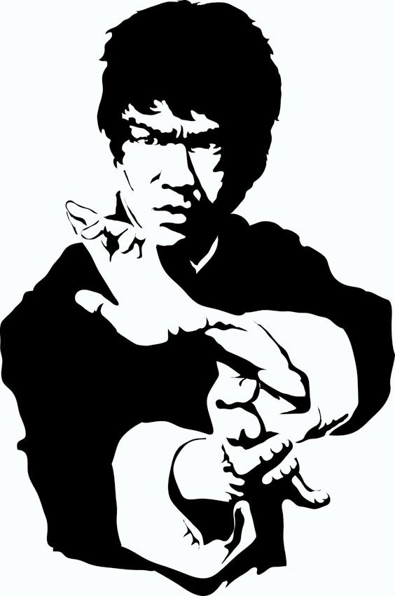 Bruce Lee Black and white vector dxf File - Free Download Files Cnc